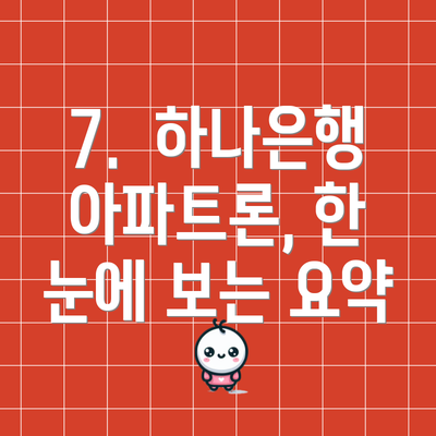 7.  하나은행 아파트론, 한 눈에 보는 요약