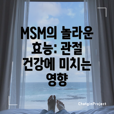 MSM의 놀라운 효능: 관절 건강에 미치는 영향