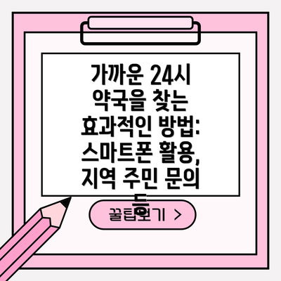 가까운 24시 약국을 찾는 효과적인 방법: 스마트폰 활용, 지역 주민 문의 등