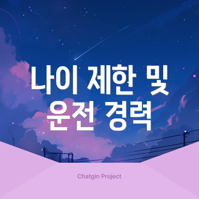 나이 제한 및 운전 경력
