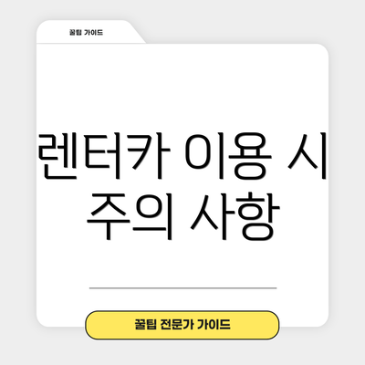 렌터카 이용 시 주의 사항
