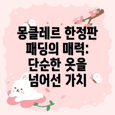 몽클레르 한정판 패딩의 매력: 단순한 옷을 넘어선 가치