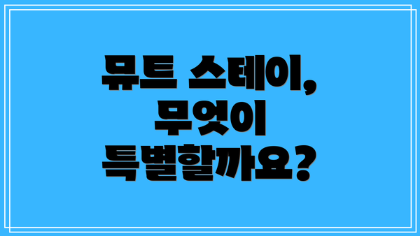 뮤트 스테이, 무엇이 특별할까요?