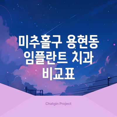 미추홀구 용현동 임플란트 치과 비교표