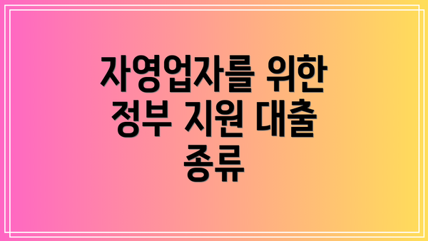 자영업자를 위한 정부 지원 대출 종류