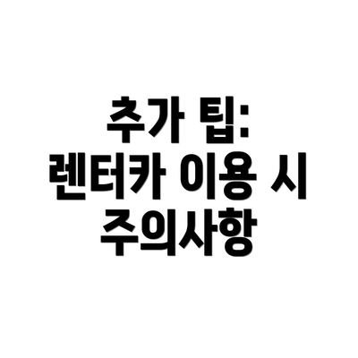 추가 팁: 렌터카 이용 시 주의사항