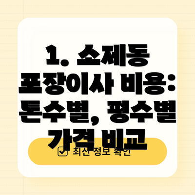 1. 소제동 포장이사 비용: 톤수별, 평수별 가격 비교