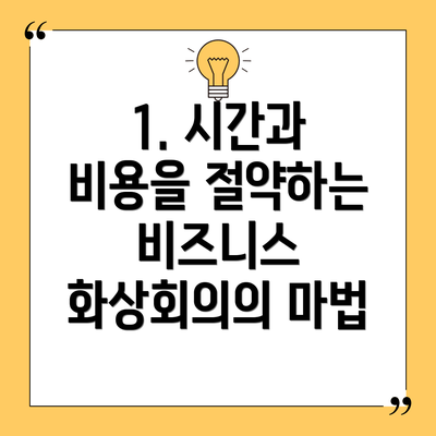 1. 시간과 비용을 절약하는 비즈니스 화상회의의 마법