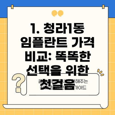 1. 청라1동 임플란트 가격 비교: 똑똑한 선택을 위한 첫걸음