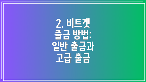 2. 비트겟 출금 방법: 일반 출금과 고급 출금