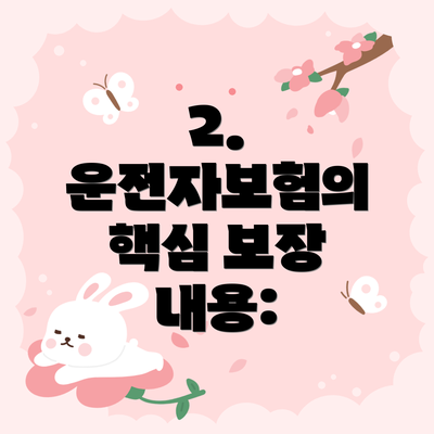 2. 운전자보험의 핵심 보장 내용: