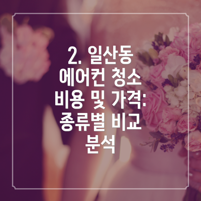 2. 일산동 에어컨 청소 비용 및 가격: 종류별 비교 분석