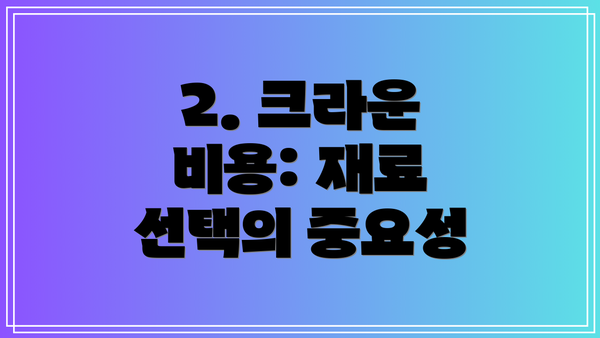 2. 크라운 비용: 재료 선택의 중요성