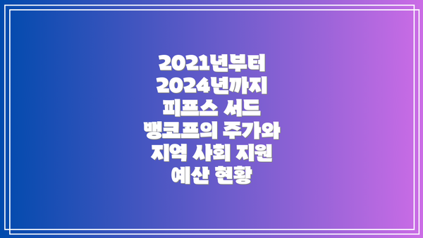 2021년부터 2024년까지 피프스 서드 뱅코프의 주가와 지역 사회 지원 예산 현황