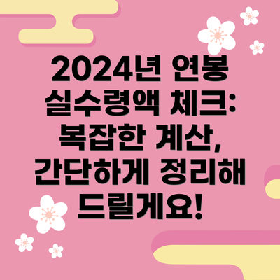 2024년 연봉 실수령액 체크: 복잡한 계산, 간단하게 정리해 드릴게요!