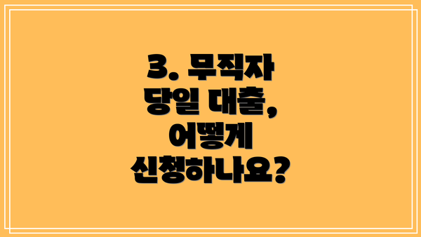3. 무직자 당일 대출, 어떻게 신청하나요?