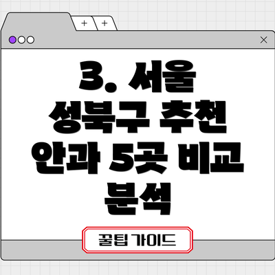 3. 서울 성북구 추천 안과 5곳 비교 분석