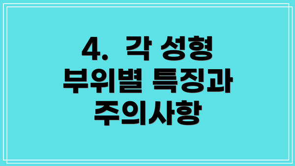 4.  각 성형 부위별 특징과 주의사항