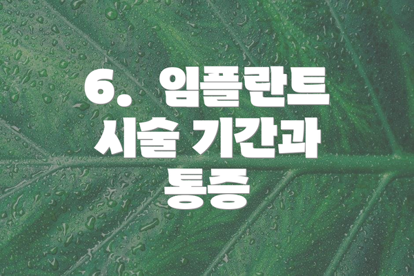 6.  임플란트 시술 기간과 통증