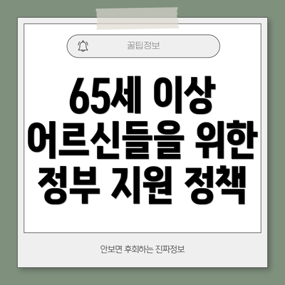 65세 이상 어르신들을 위한 정부 지원 정책