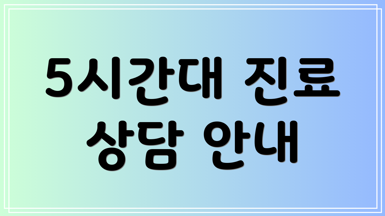 5시간대 진료 상담 안내