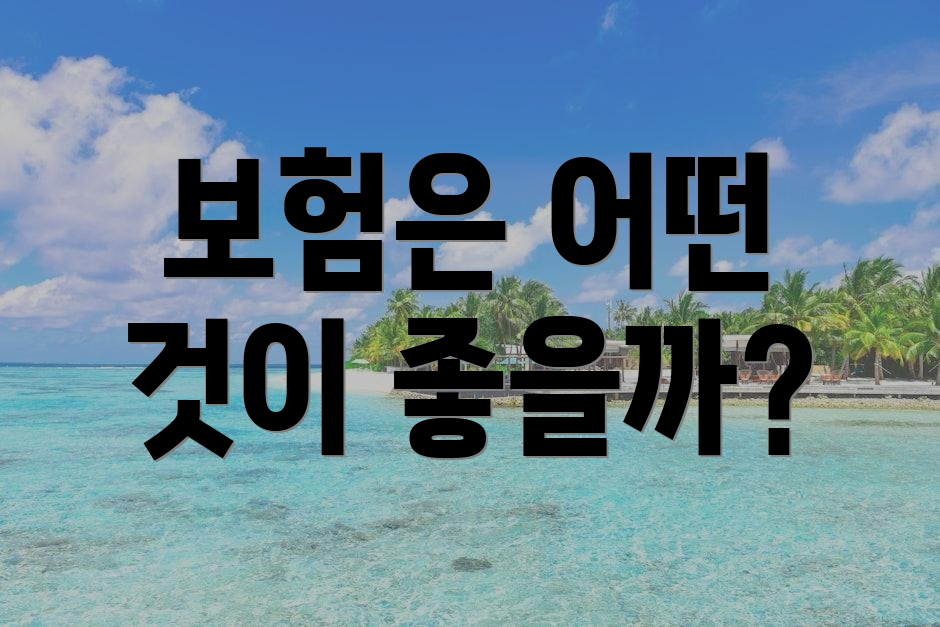 보험은 어떤 것이 좋을까?