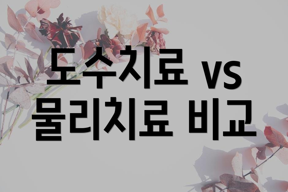 도수치료 vs 물리치료 비교