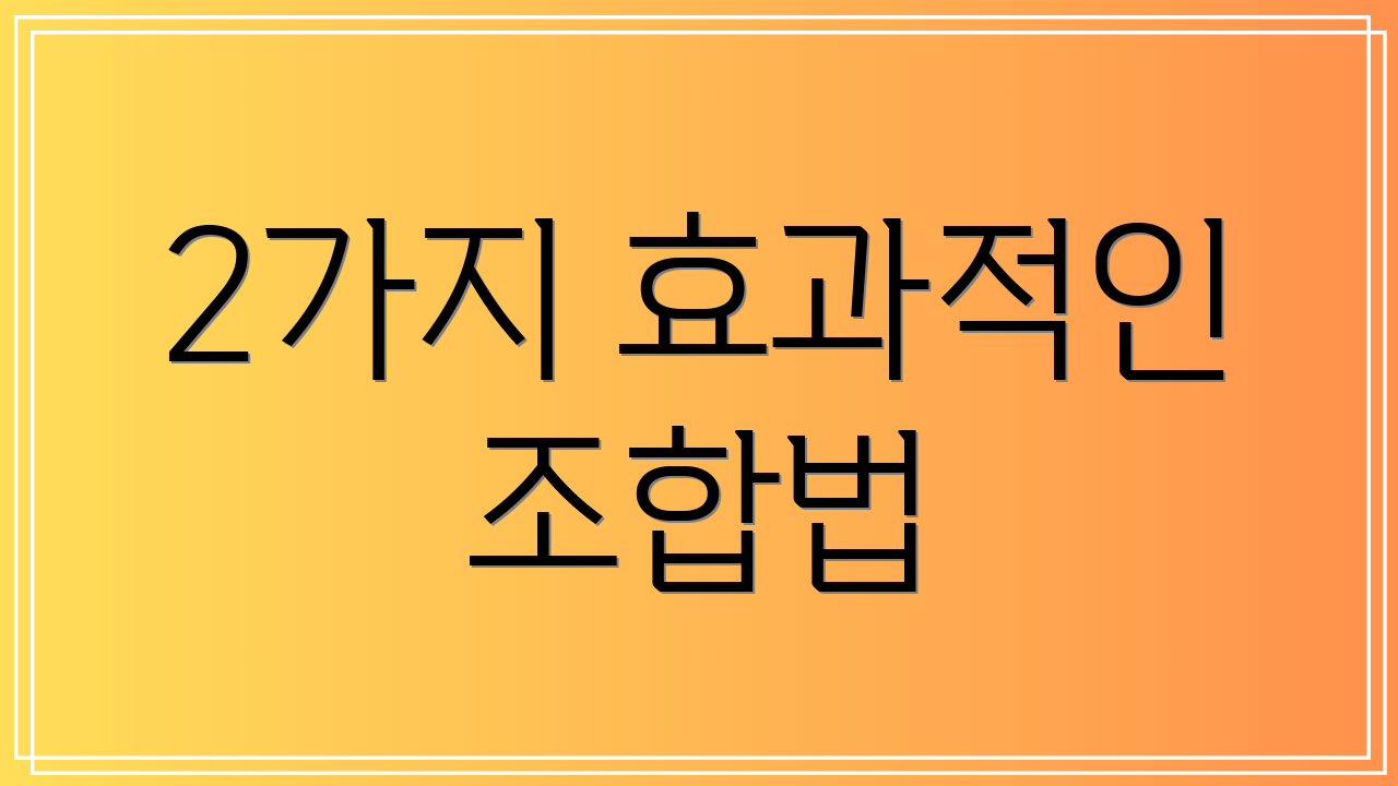 2가지 효과적인 조합법