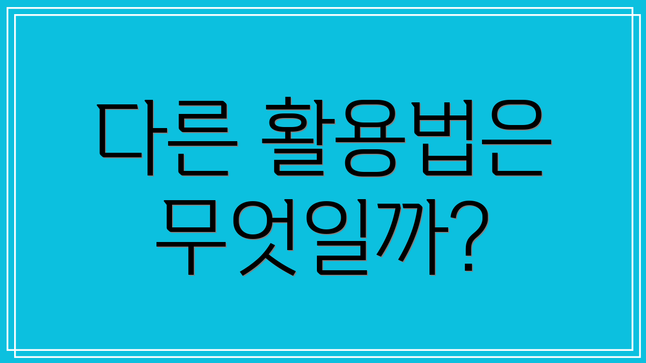 다른 활용법은 무엇일까?