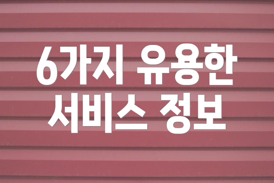 6가지 유용한 서비스 정보