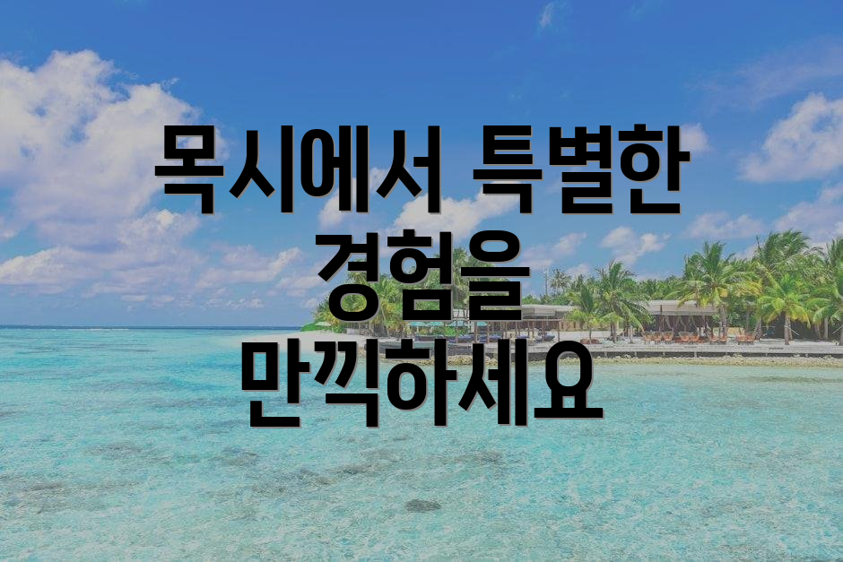 목시에서 특별한 경험을 만끽하세요