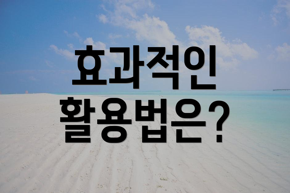 효과적인 활용법은?