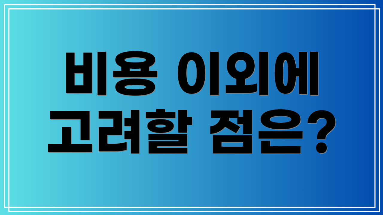 비용 이외에 고려할 점은?