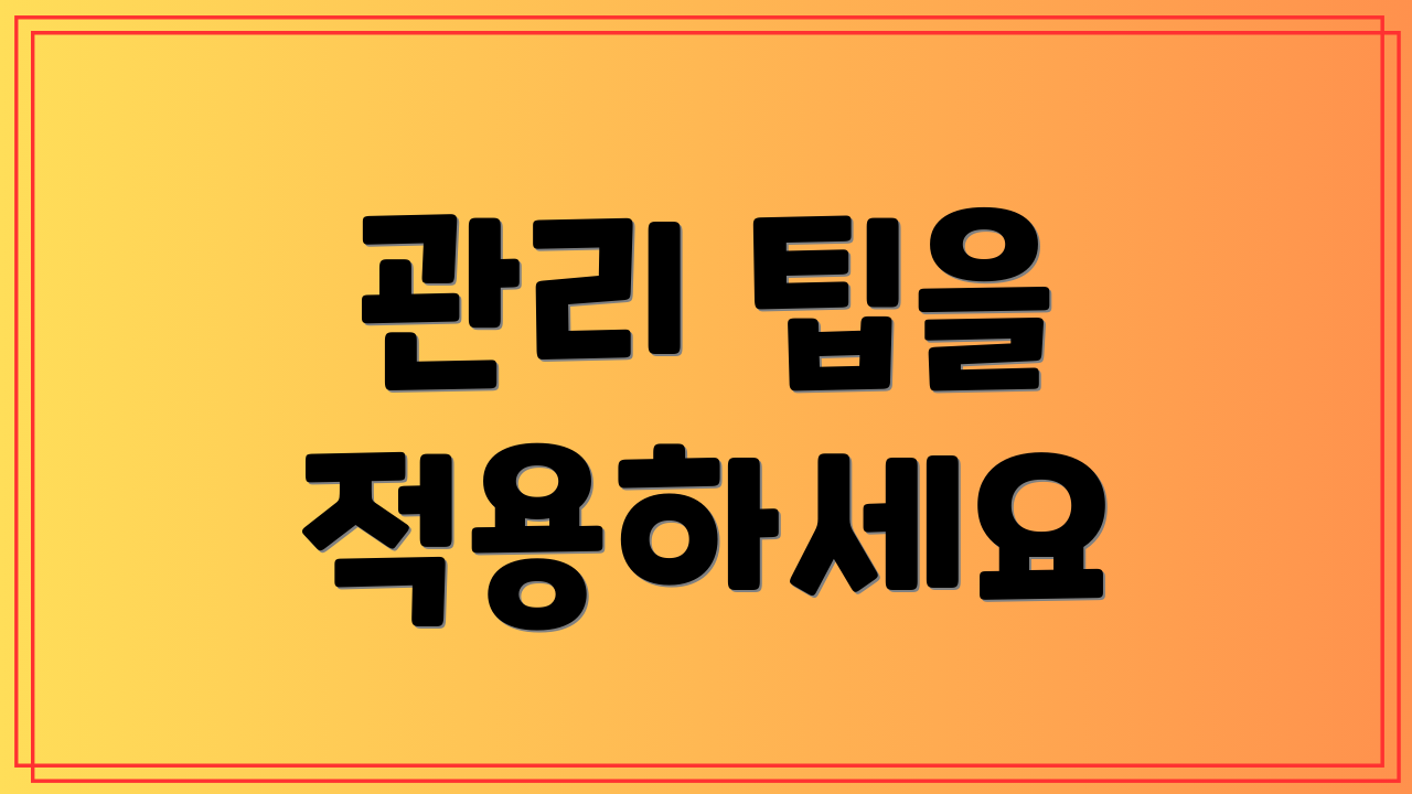 관리 팁을 적용하세요