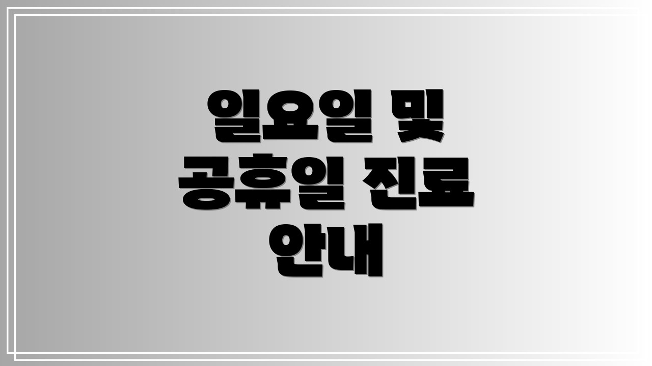 일요일 및 공휴일 진료 안내