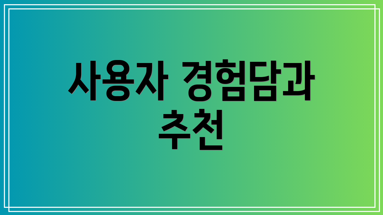 사용자 경험담과 추천