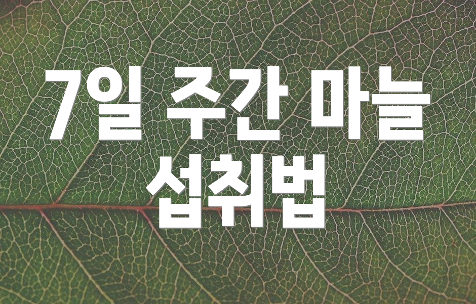 7일 주간 마늘 섭취법