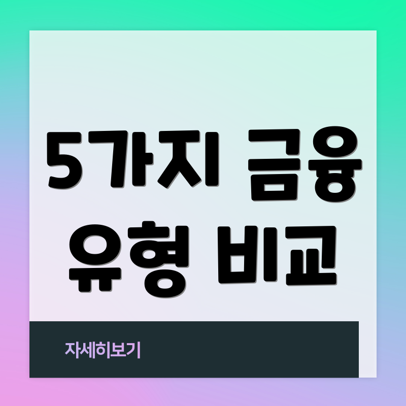 5가지 금융 유형 비교