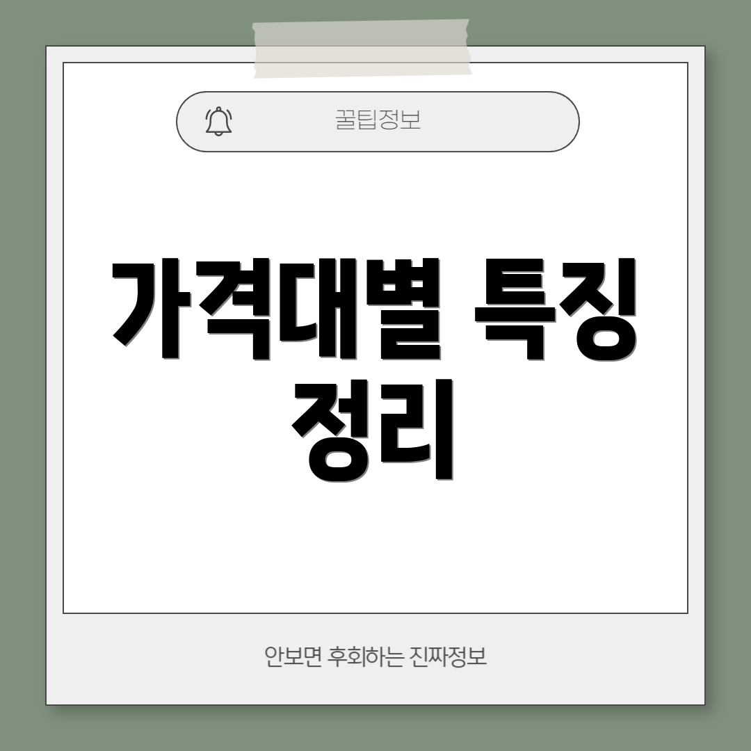 가격대별 특징 정리