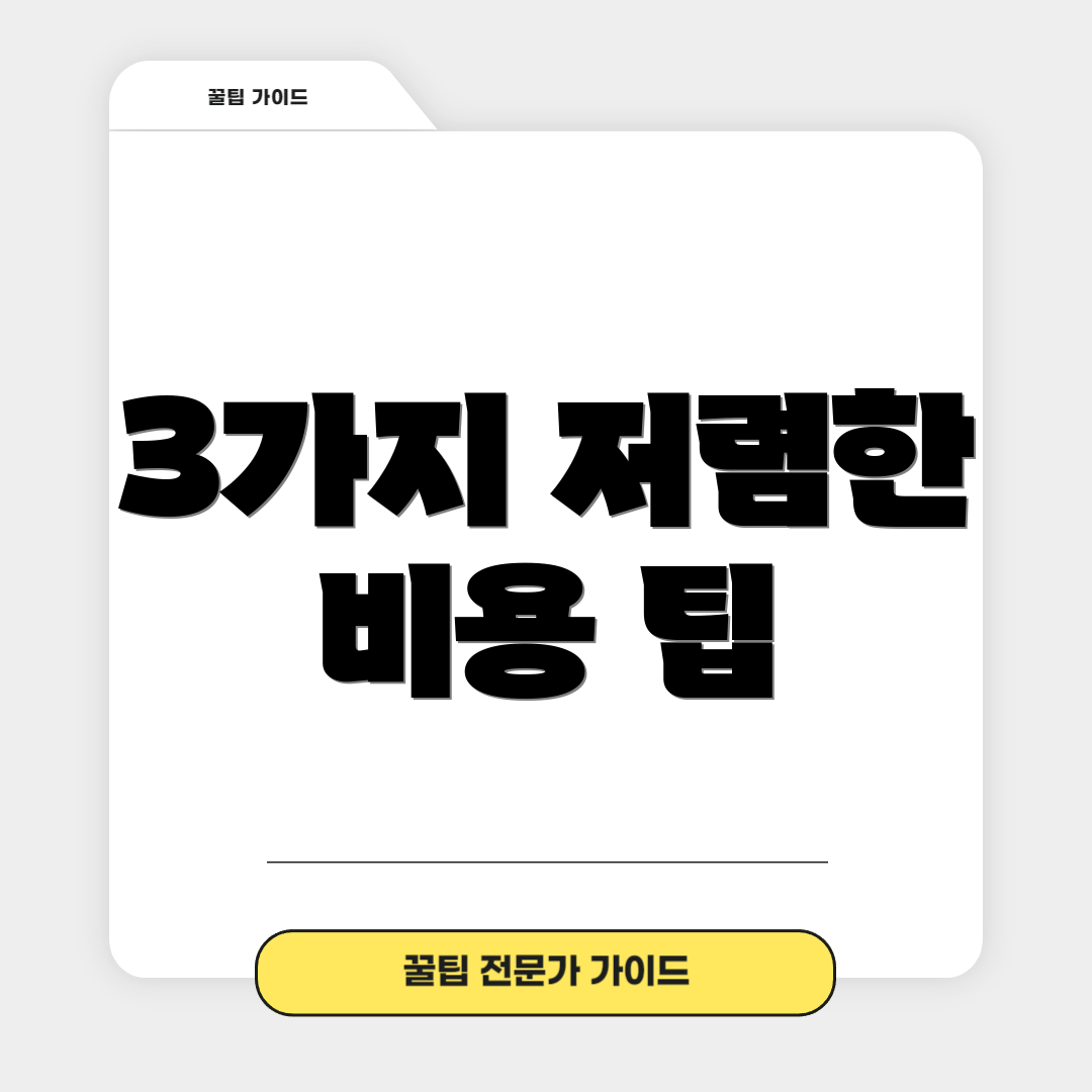 3가지 저렴한 비용 팁