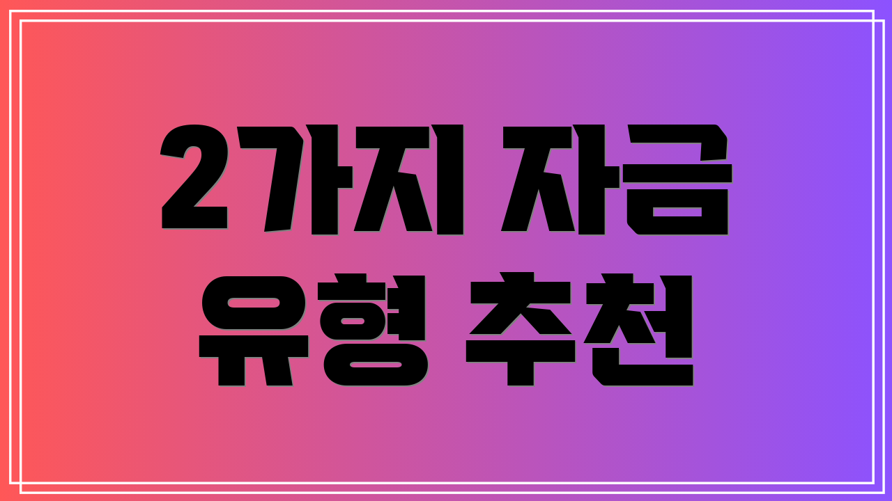 2가지 자금 유형 추천