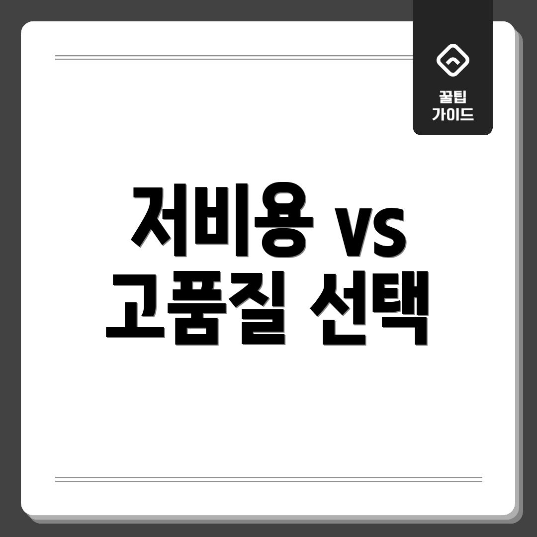 저비용 vs 고품질 선택
