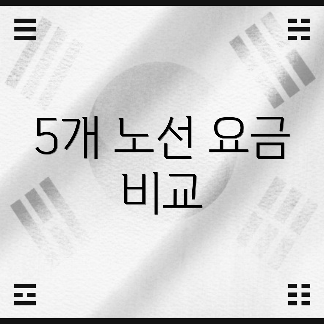 5개 노선 요금 비교