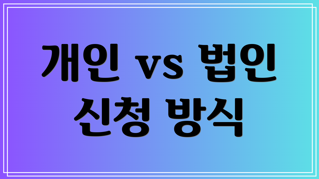 개인 vs 법인 신청 방식
