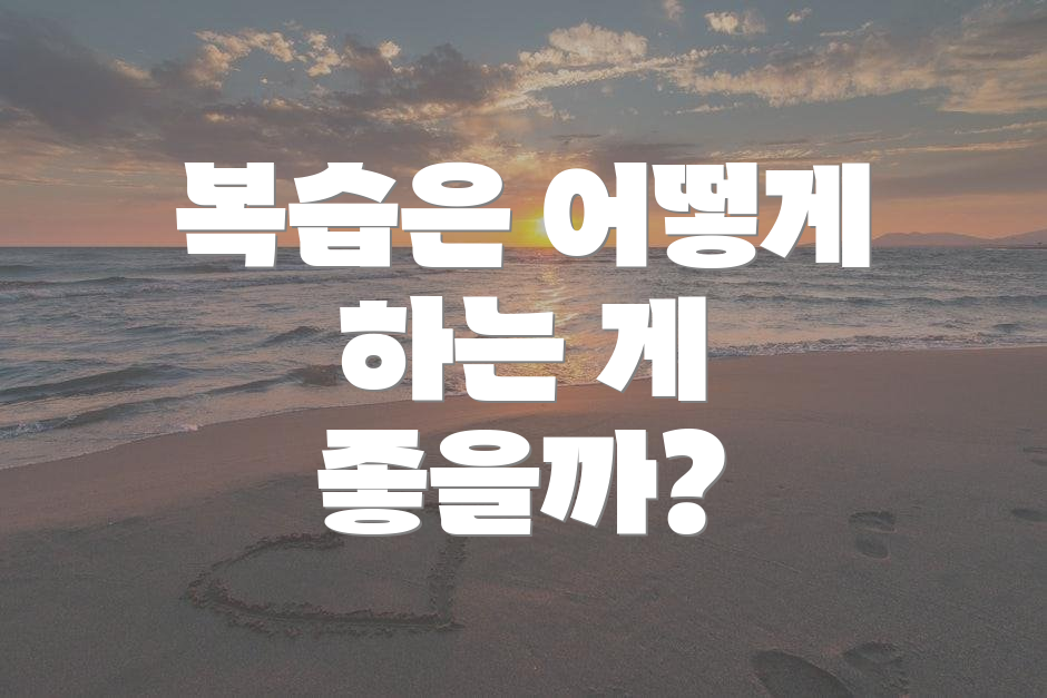 복습은 어떻게 하는 게 좋을까?