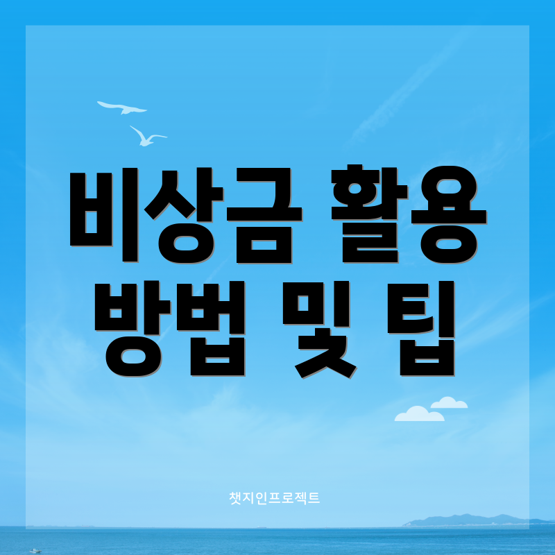 비상금 활용 방법 및 팁