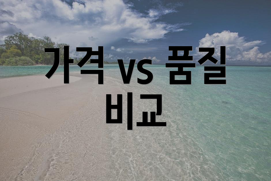 가격 vs 품질 비교