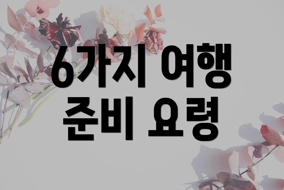 6가지 여행 준비 요령