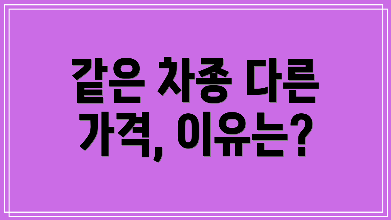 같은 차종 다른 가격, 이유는?