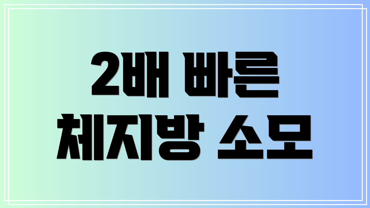 2배 빠른 체지방 소모